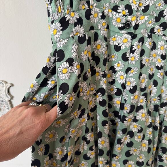 Sandro Divine Green Daisy Polkadot Playsuit Romper 36 / 2-4 / S - Picture 8 of 14